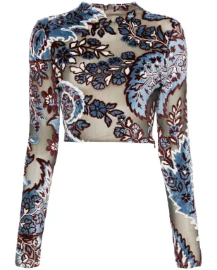 ETRO ジャカードベルベットトップ - ブルー - サムネイル1