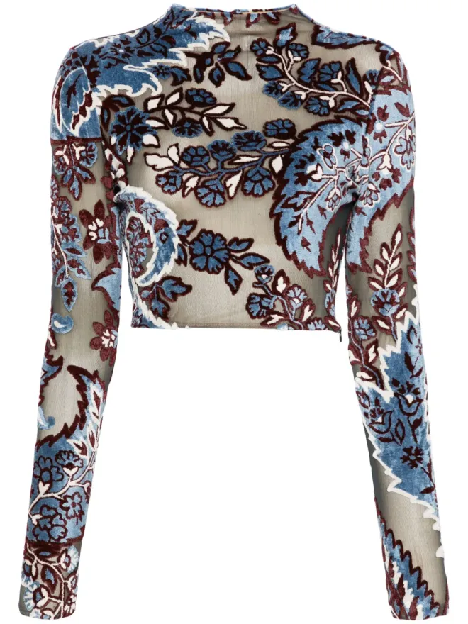 ETRO ETRO ジャカードベルベットトップ - ブルーの商品画像