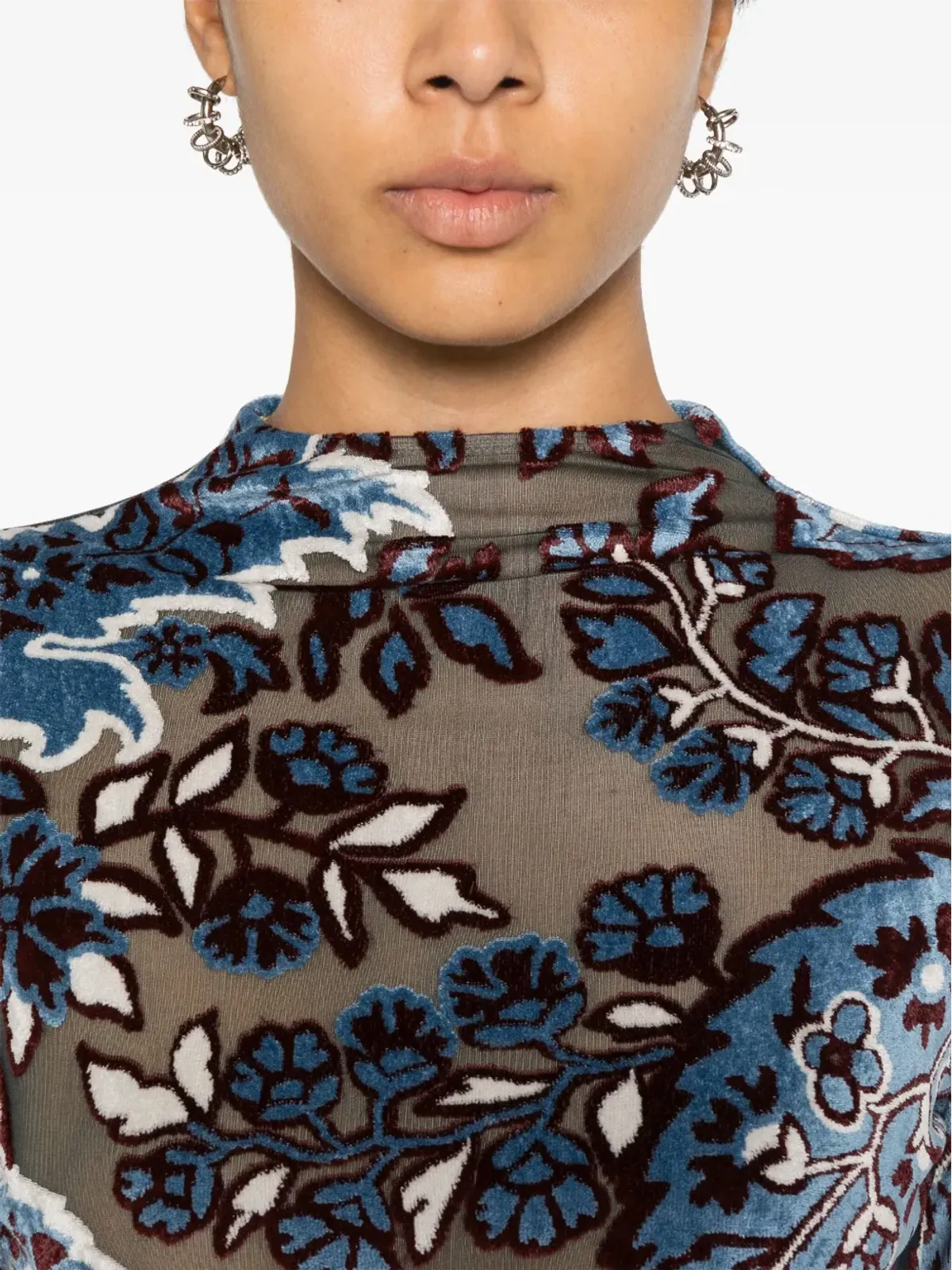ETRO ジャカードベルベットトップ - ブルー - 画像5