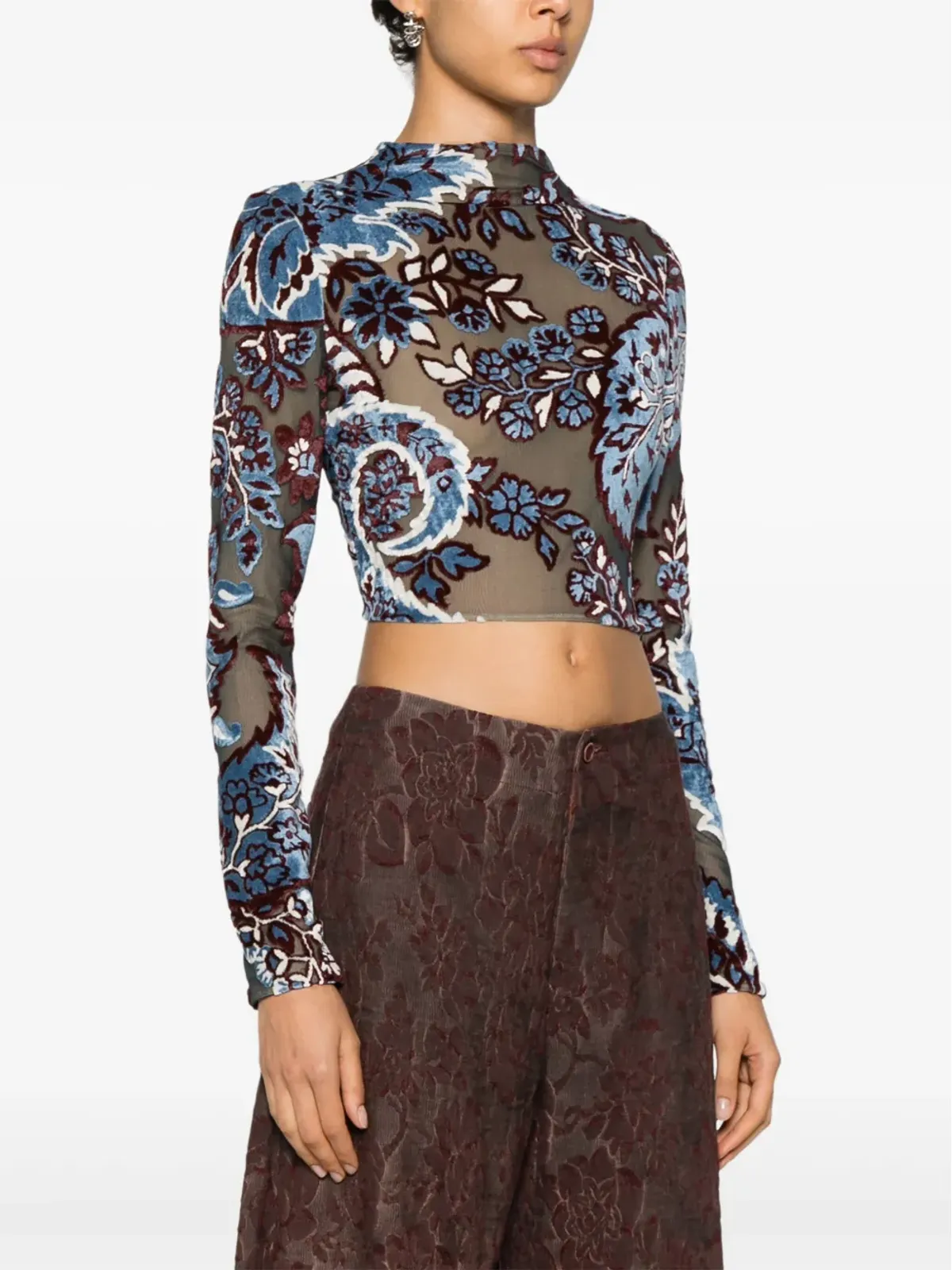 ETRO ジャカードベルベットトップ - ブルー - 画像3