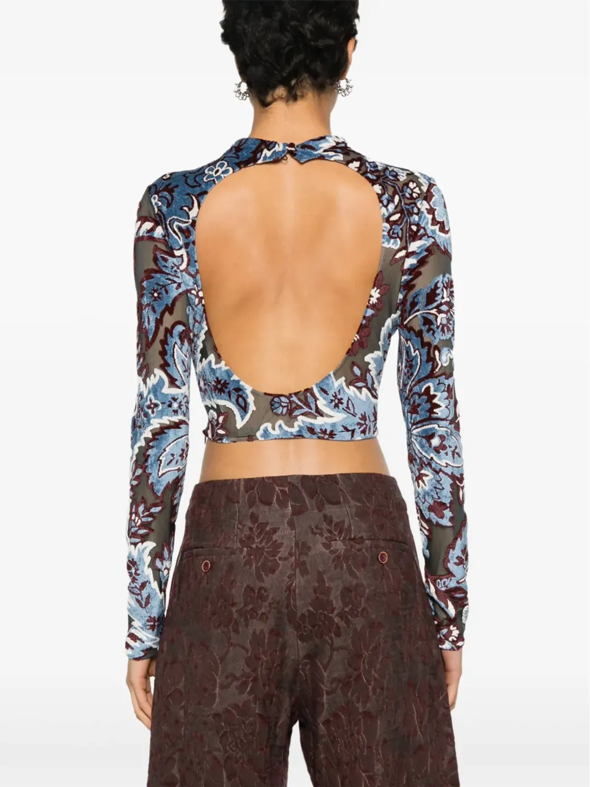 ETRO ジャカードベルベットトップ - ブルー - 画像4