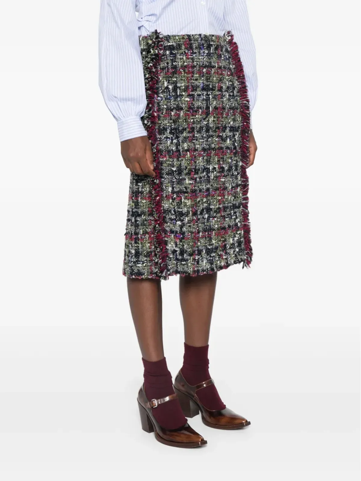 ETRO ブークレ ミディ丈スカート グレー - 画像3