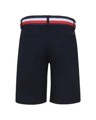 Tommy Hilfiger Junior 織り生地のベルト付き チノショーツ - ブルー - サムネイル2