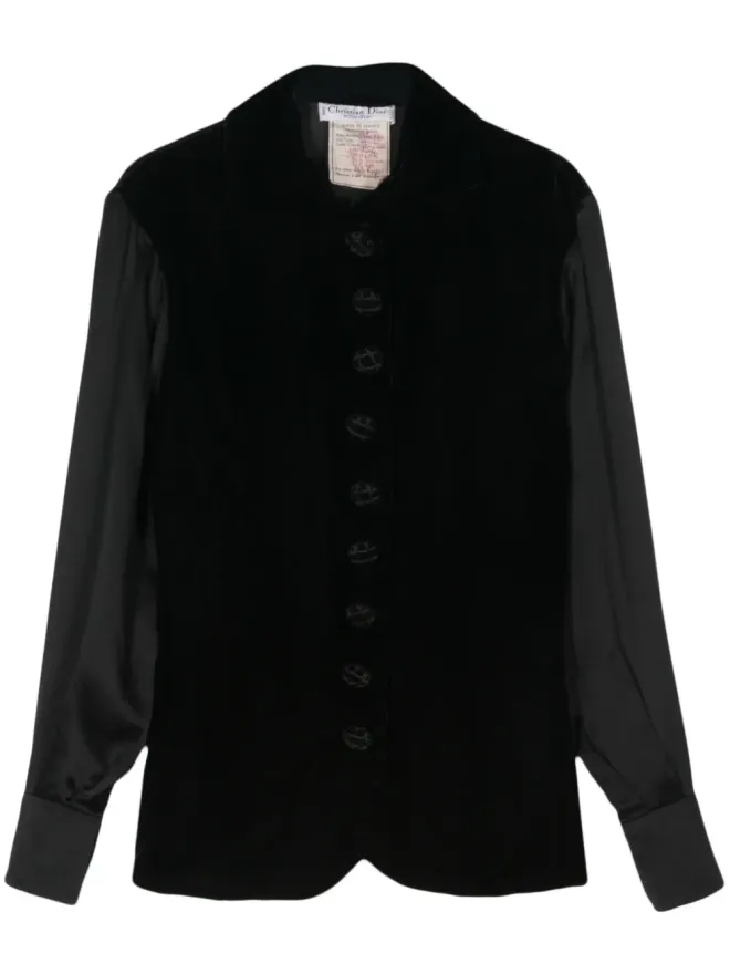 Christian Dior Pre-Owned Christian Dior ビンテージ 1970年代 ベルベット シャツジャケット - ブルーの商品画像
