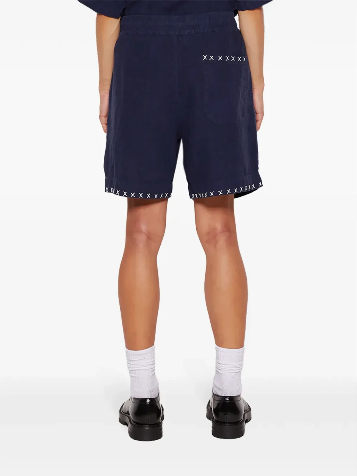 The Elder Statesman コントラストステッチリネンショーツ - 画像5