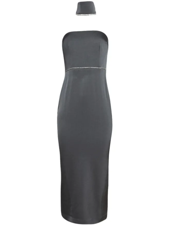 Alex Perry Alex Perry ネックカフ付きストラップレス サテン ドレスの商品画像