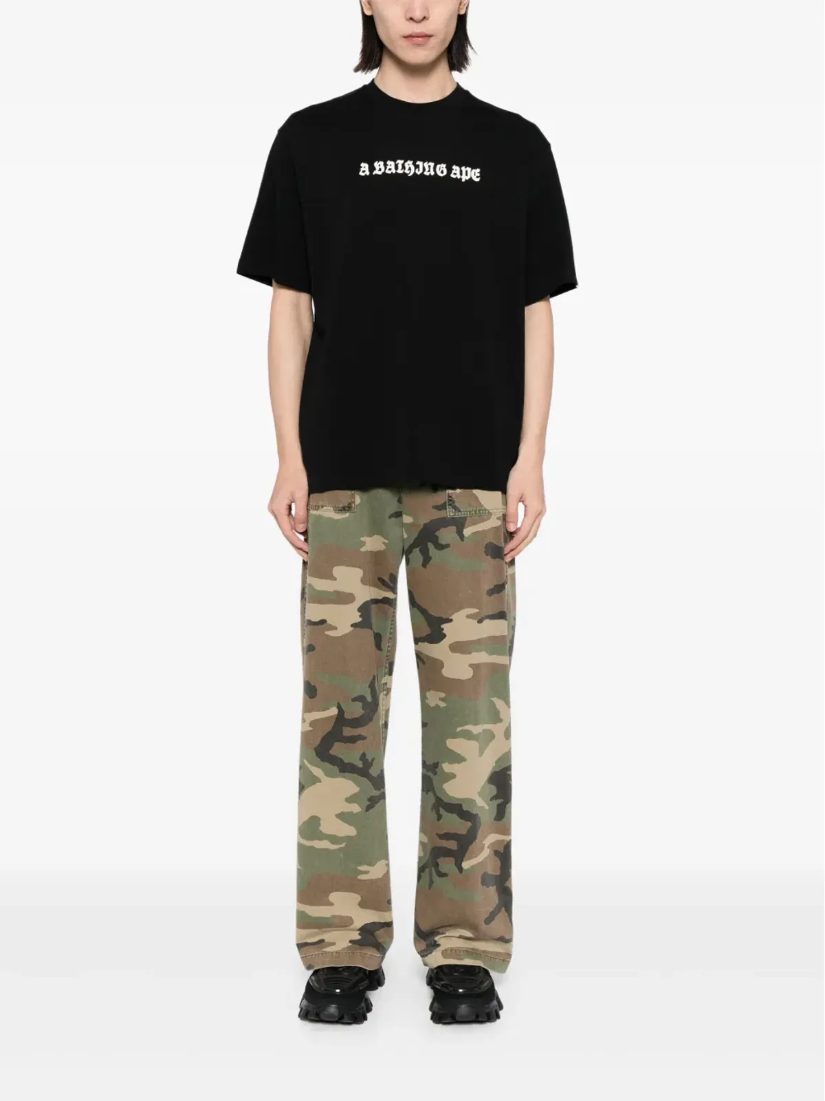 A BATHING APE® ロゴプリント コットン Tシャツ - ブラック - 画像2