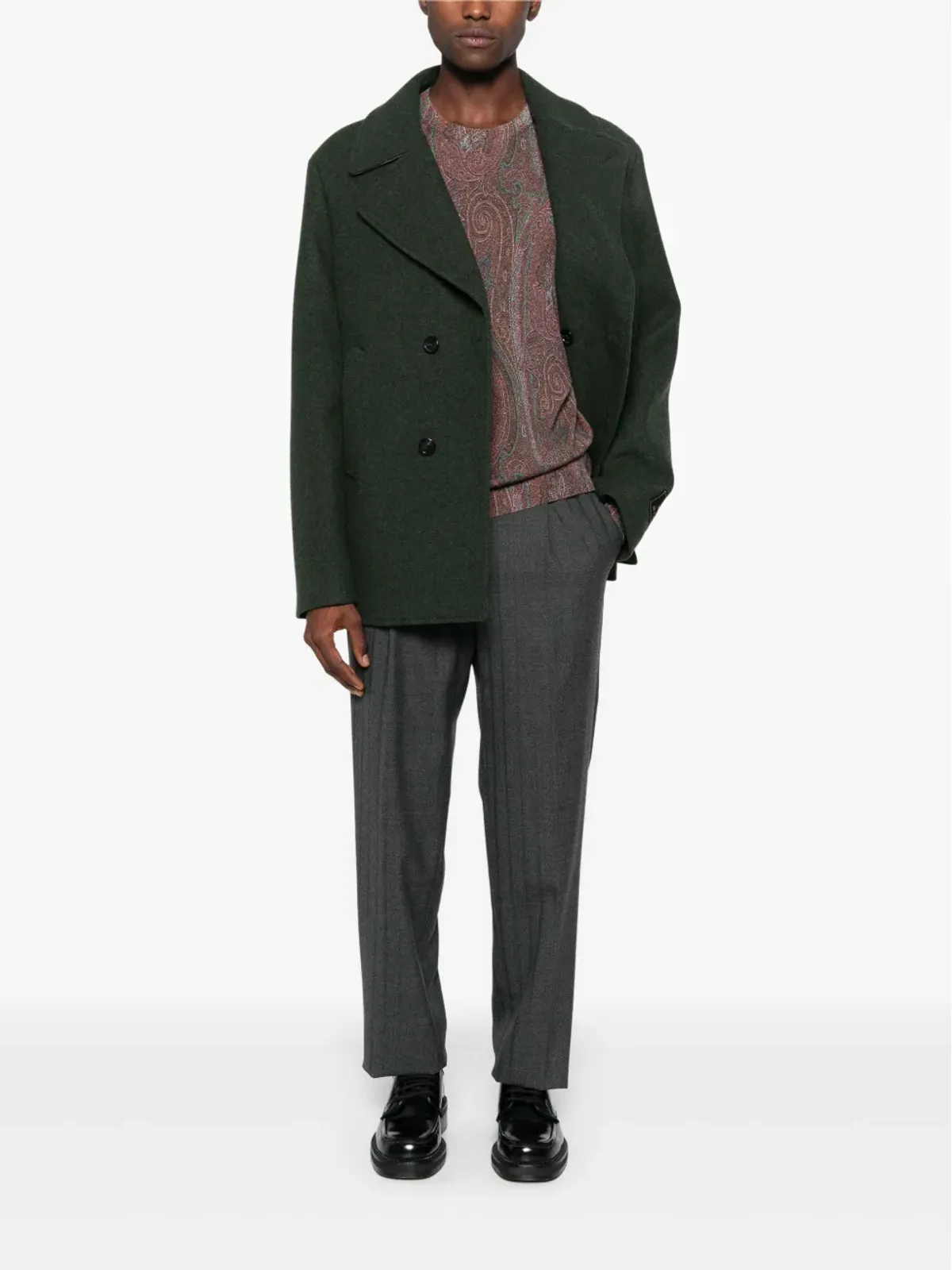 ETRO ストライプ柄プリーツパンツ - グレー - 画像2