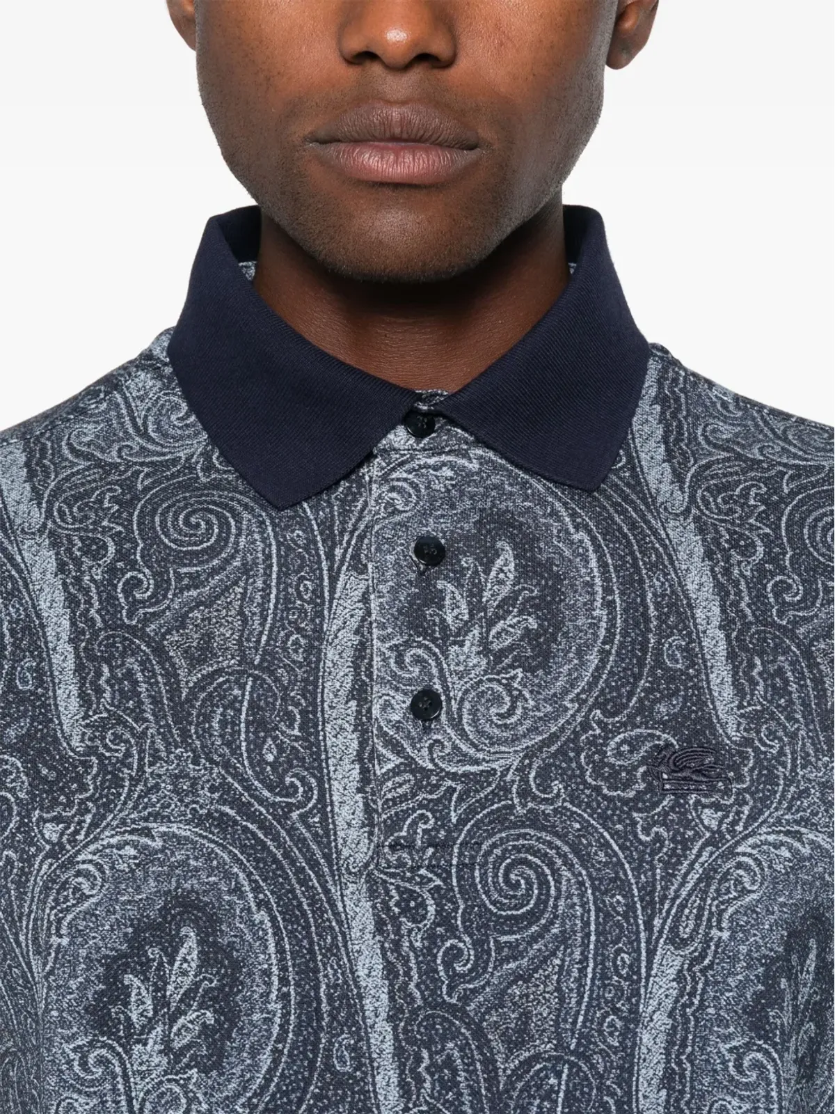 ETRO ペイズリープリント ポロシャツ ブルー - 画像5