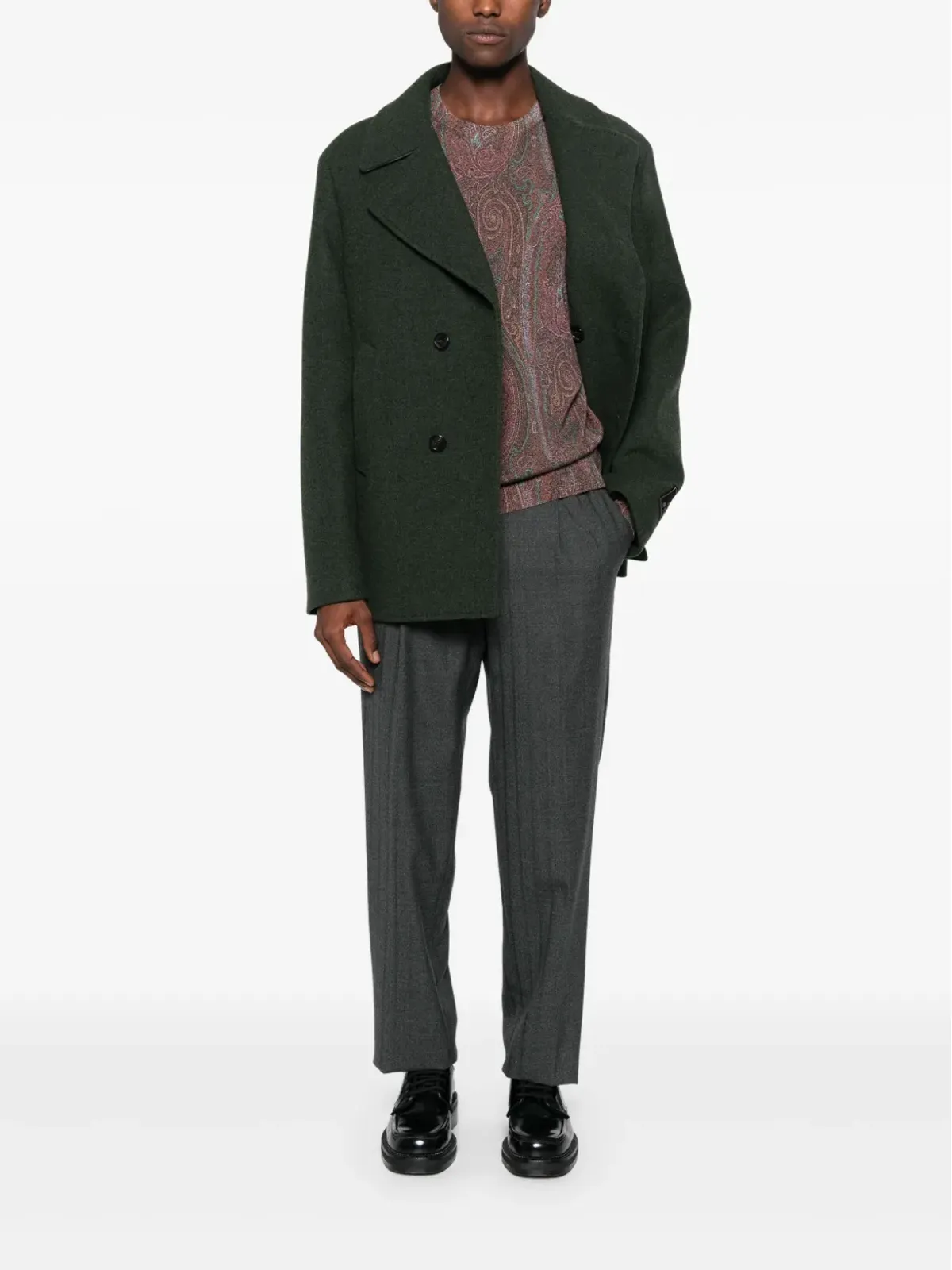 ETRO ダブルブレスト ピーコート - 画像2