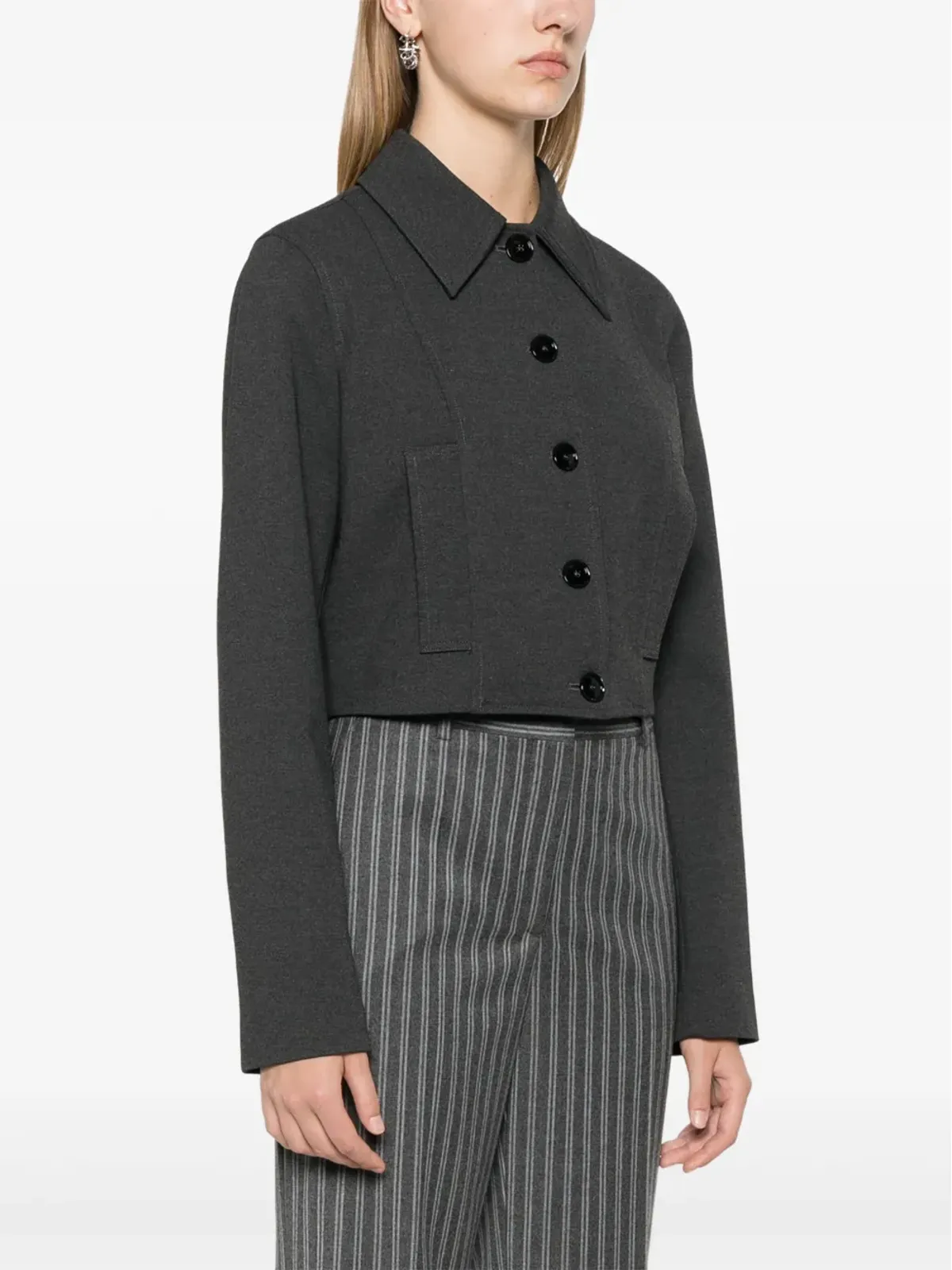 PINKO シングルブレスト クロップドジャケット - グレー - 画像3