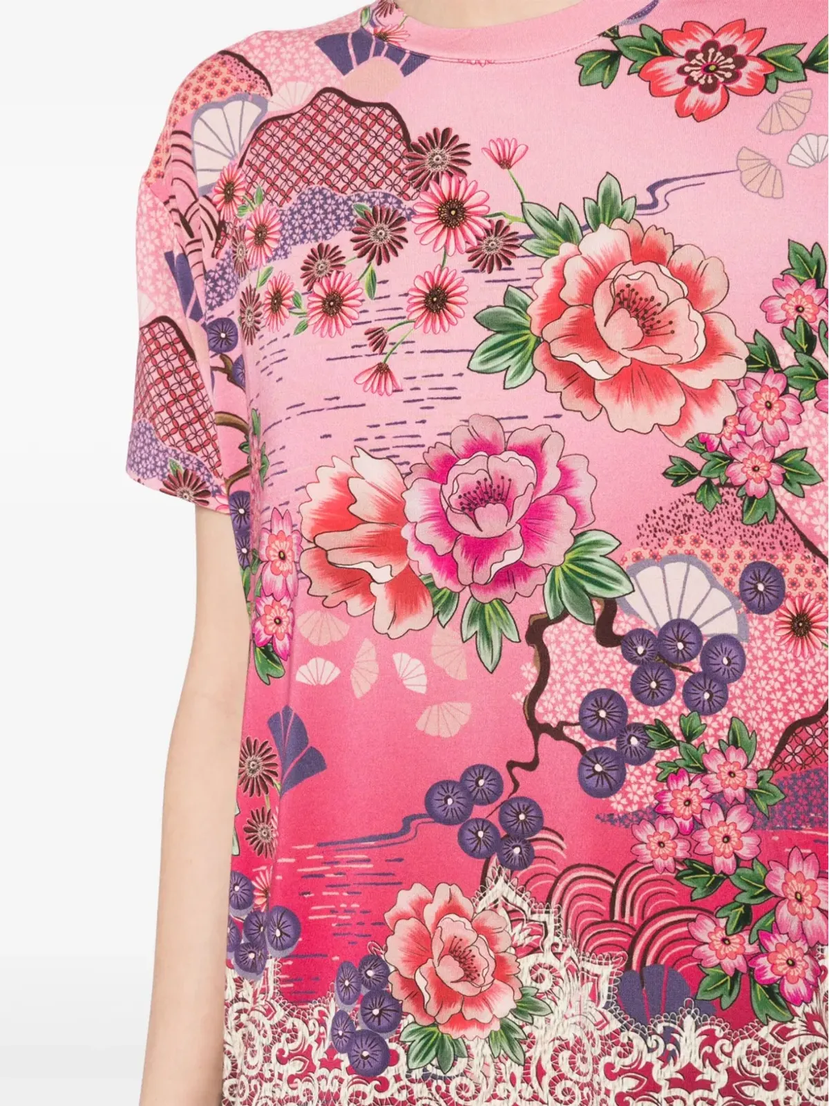Johnny Was floral-print short-sleeve T-shirt - Pink - 画像5