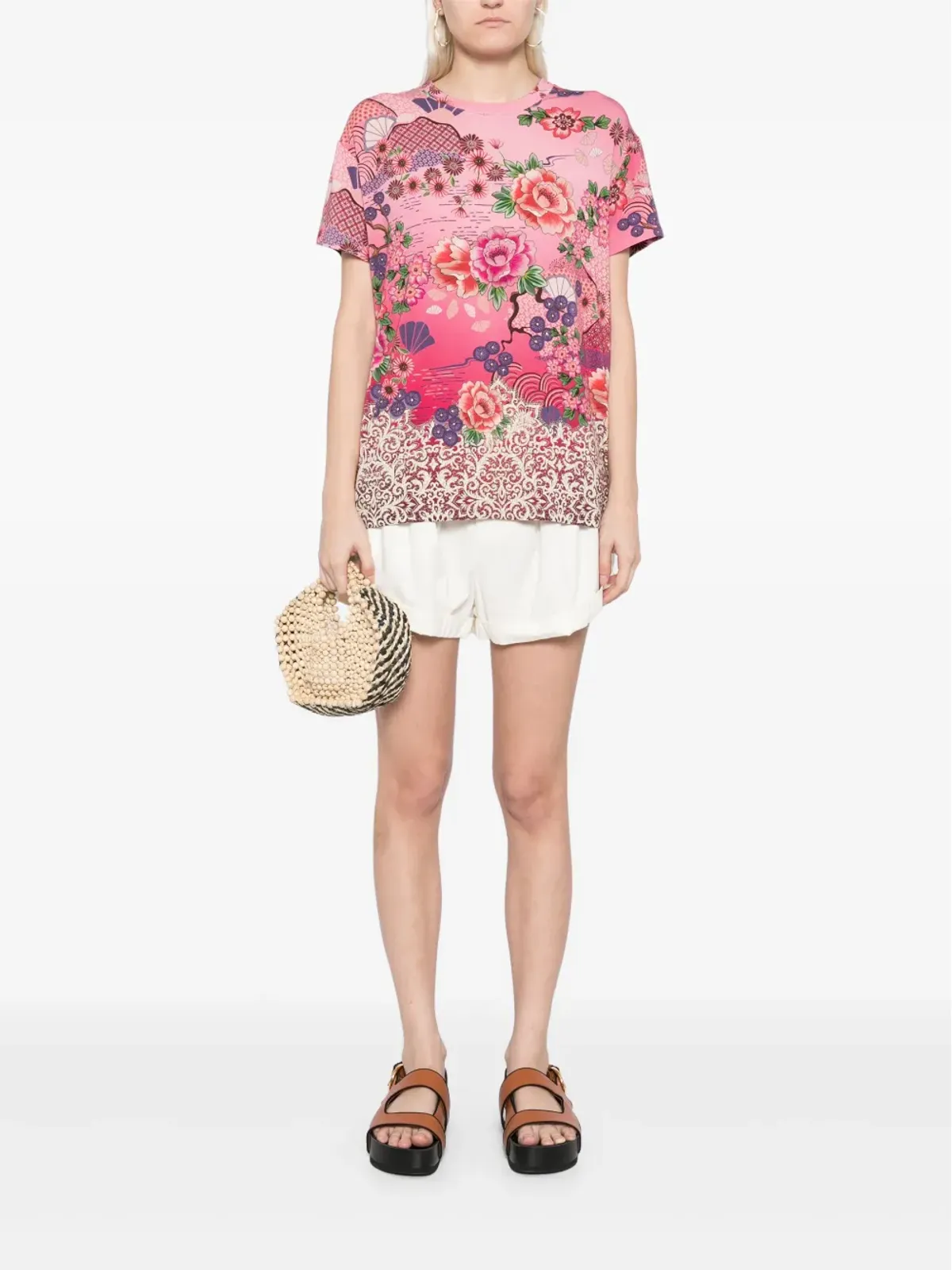 Johnny Was floral-print short-sleeve T-shirt - Pink - 画像2