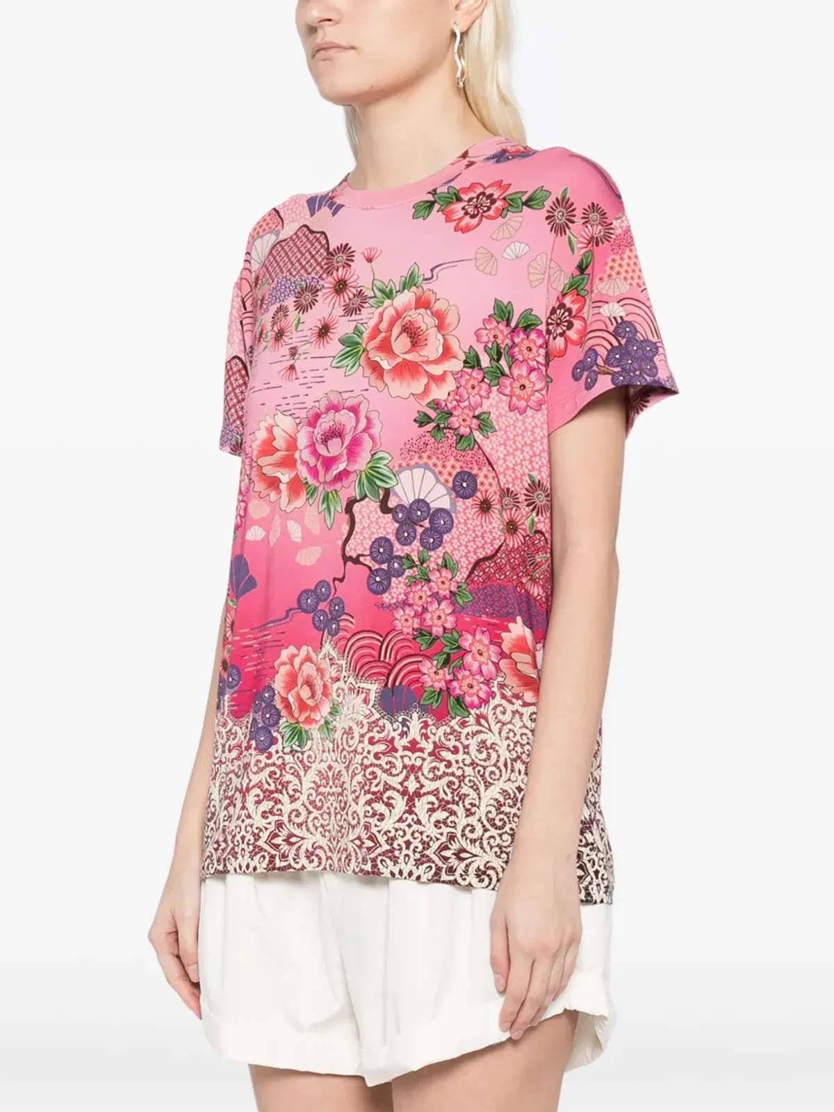 Johnny Was floral-print short-sleeve T-shirt - Pink - 画像3