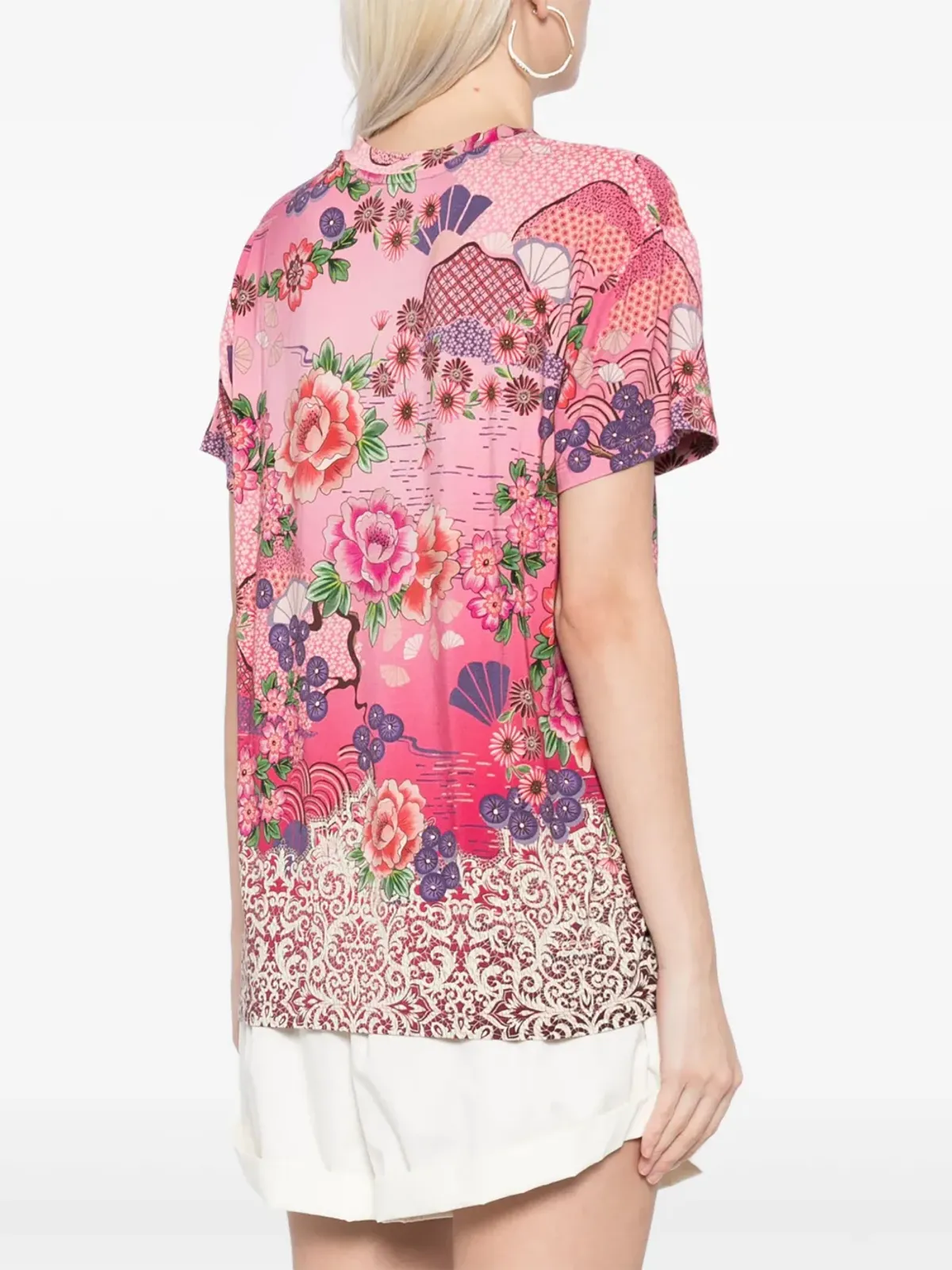 Johnny Was floral-print short-sleeve T-shirt - Pink - 画像4