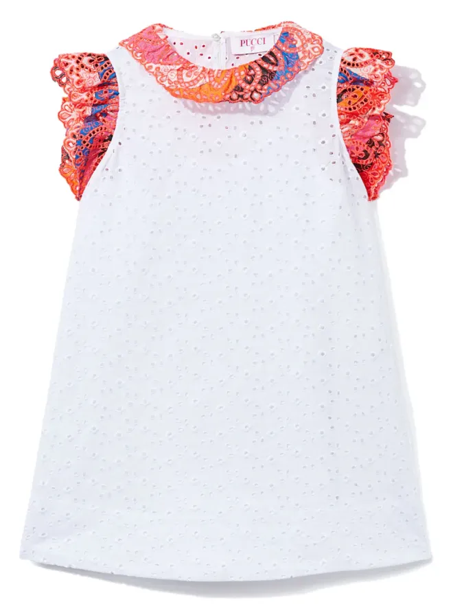 PUCCI Junior PUCCI Junior broderie anglaise dress - Whiteの商品画像
