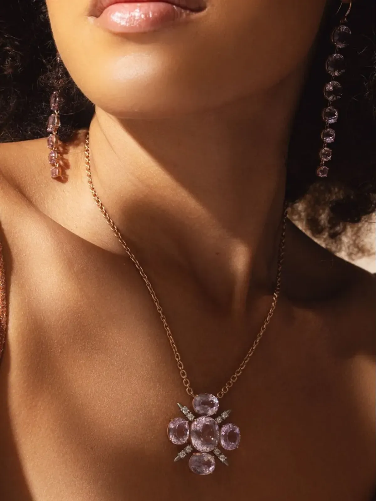Irene Neuwirth 18kt ローズゴールド Gemmy Gem クンツァイトとダイヤモンド ネックレス - 画像3