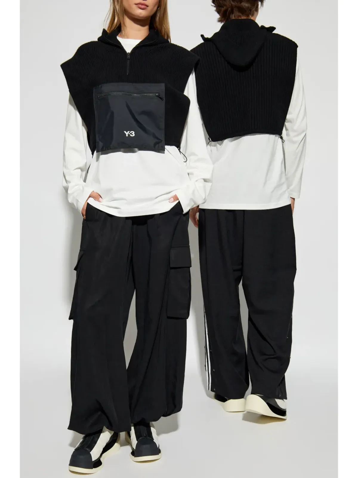 Y-3 フード付きノースリーブベスト ブラック - 画像2