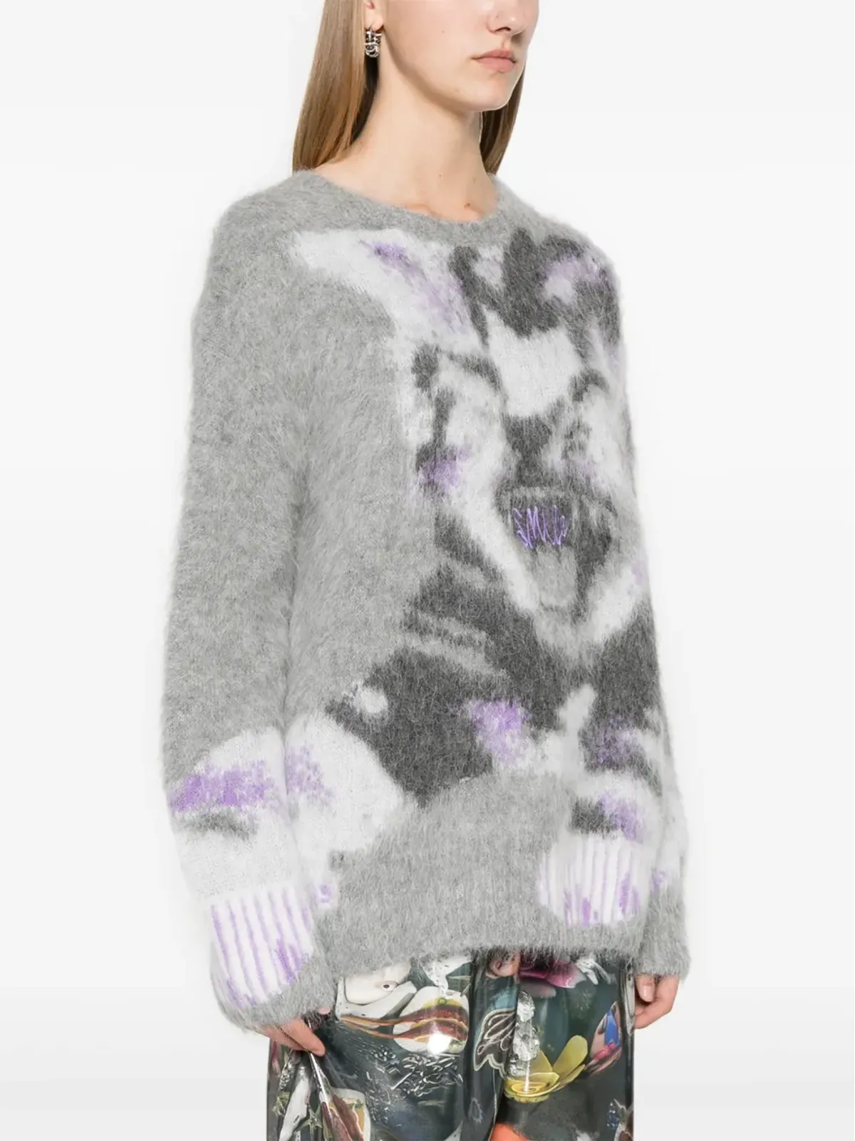 Stella McCartney 猫のインターシャ柄セーター - シルバー - 画像3