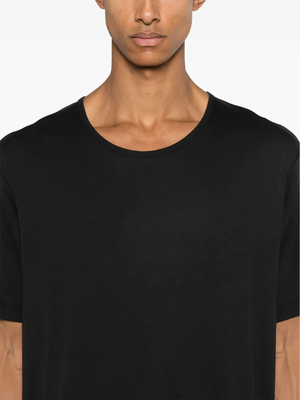 LEMAIRE リブ編み Uネック Tシャツ - ブラック - 画像5