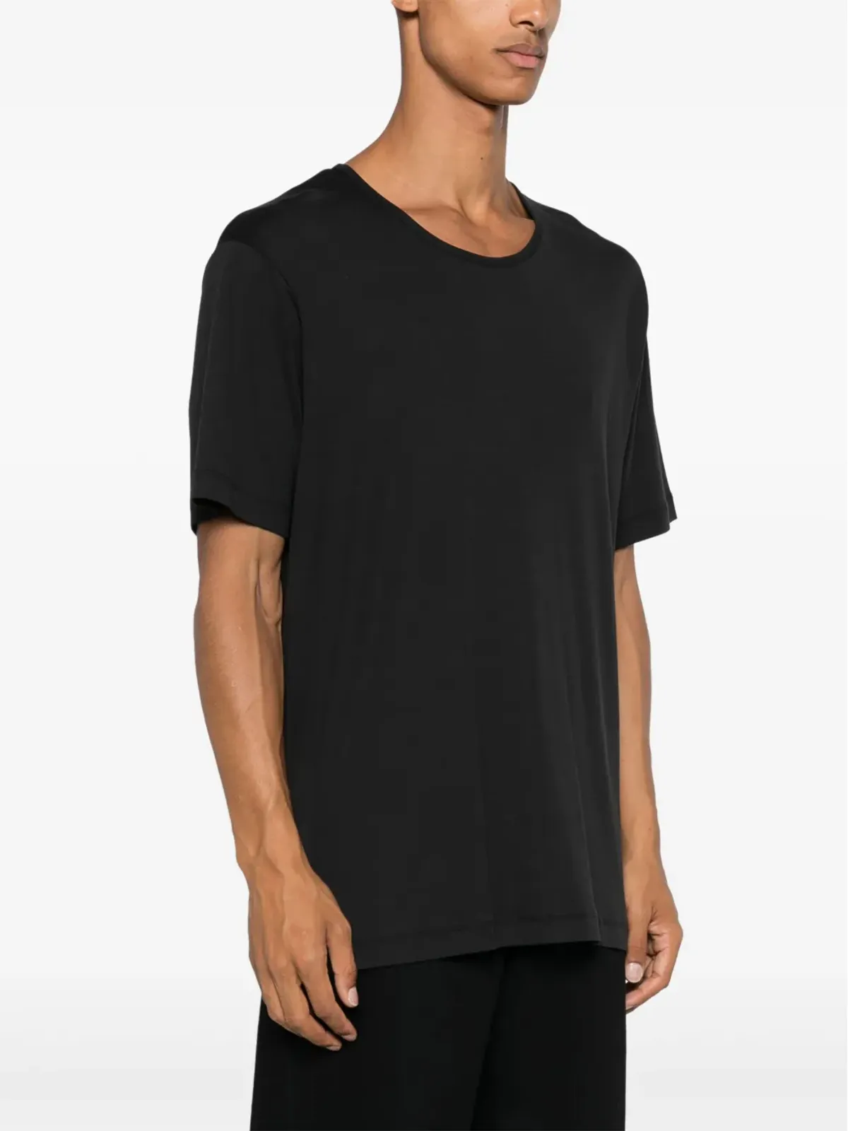 LEMAIRE リブ編み Uネック Tシャツ - ブラック - 画像3