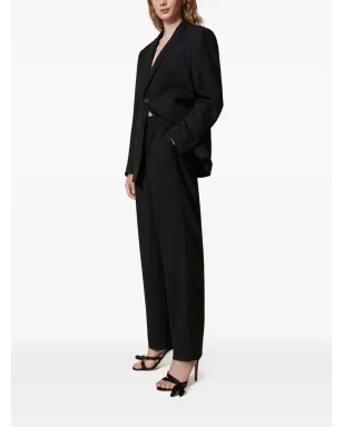 TWINSET プリーツディテール ストレートレッグパンツ ブラック - サムネイル3