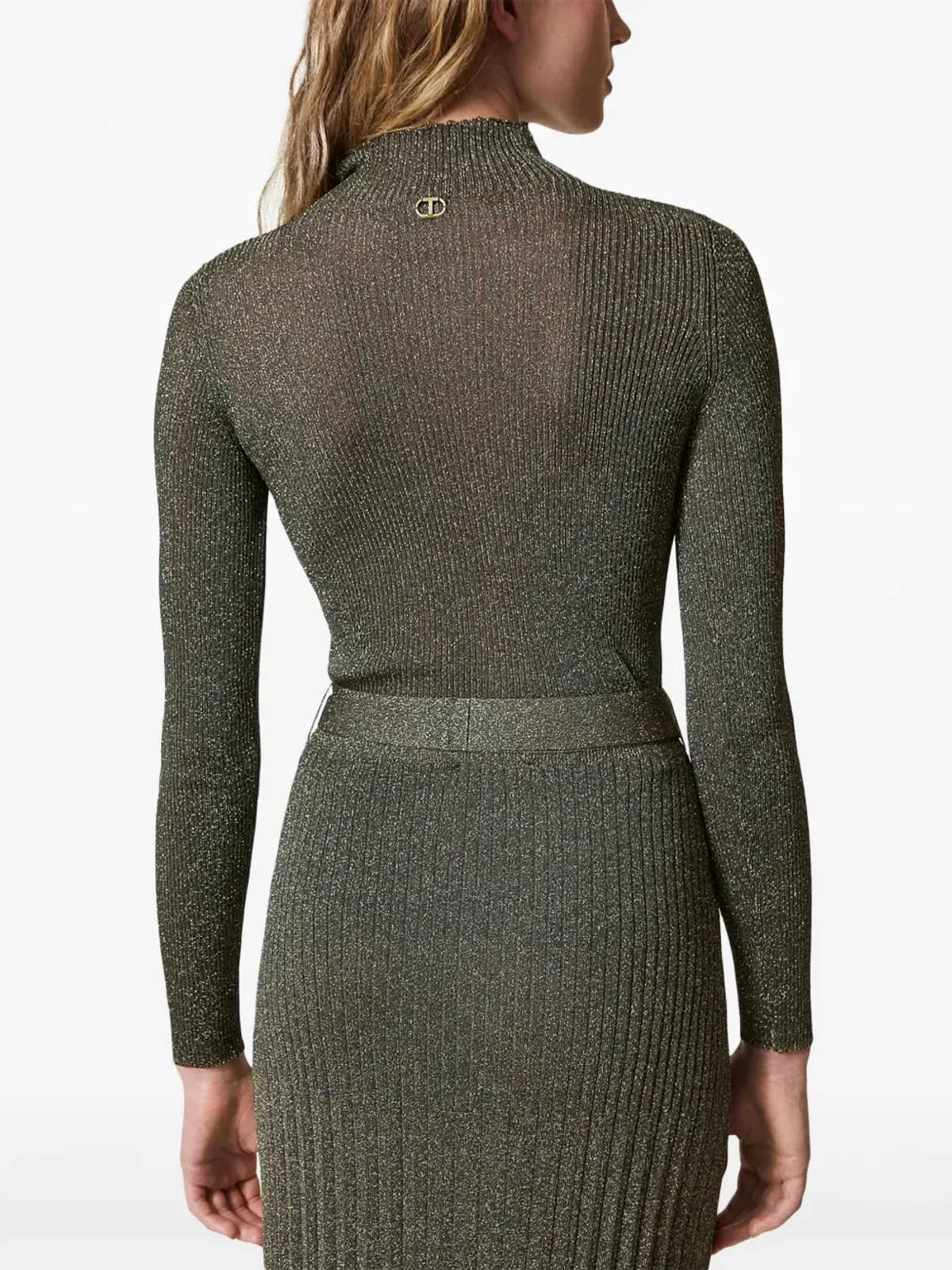 TWINSET ルレックスディテールのニットセーター グレー - 画像4