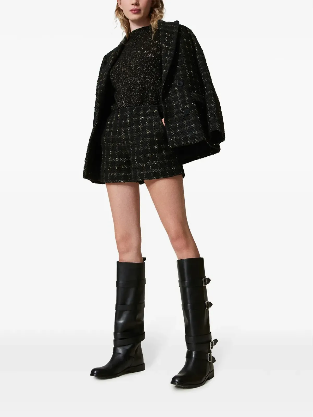 TWINSET バックルストラップ レザー ブーツ - 画像5