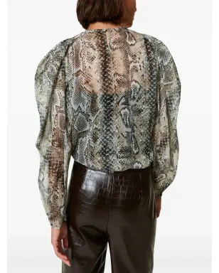 TWINSET 蛇皮柄シフォン・クレープ生地ブラウス - グレー - サムネイル4