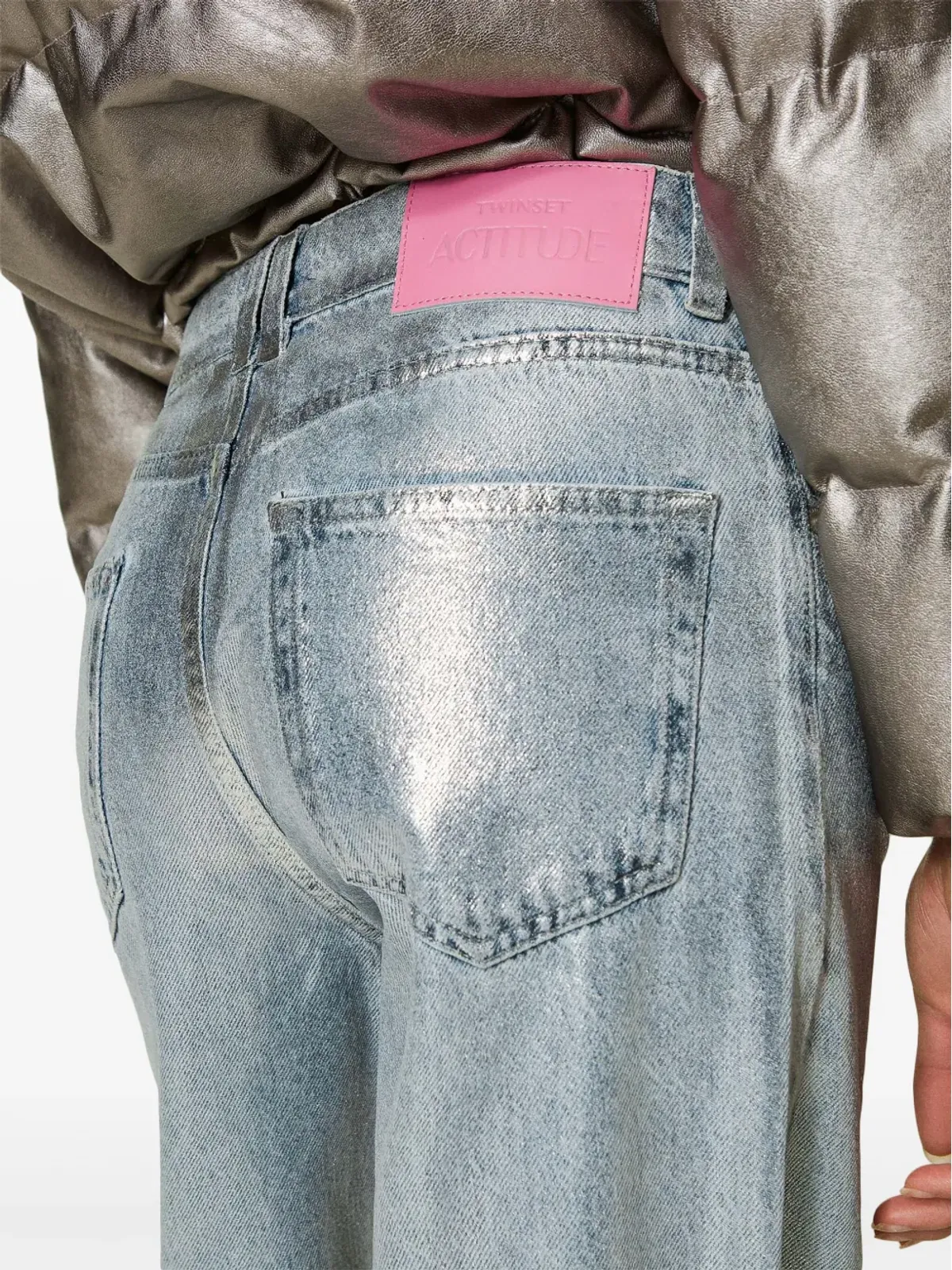 TWINSET ワイドレッグコーテッドジーンズ - シルバー - 画像5