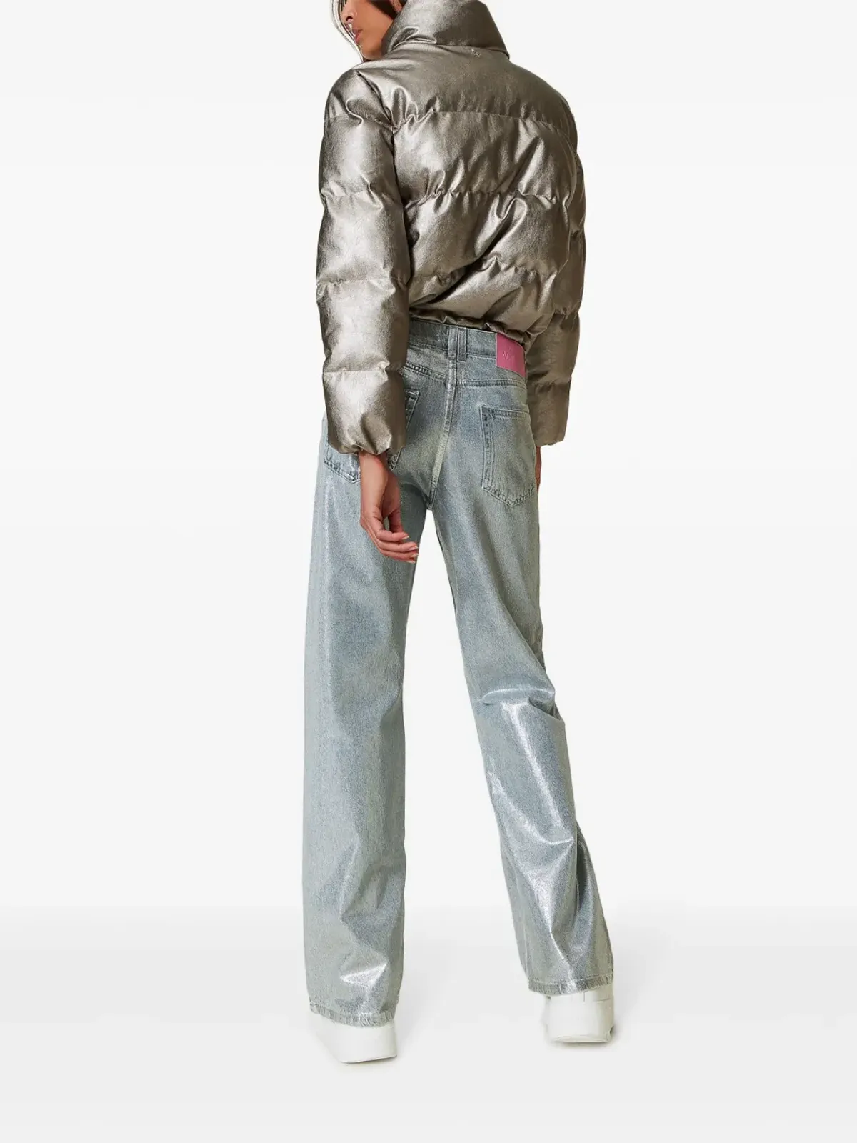 TWINSET ワイドレッグコーテッドジーンズ - シルバー - 画像4