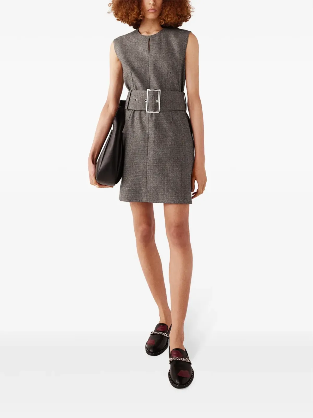 Stella McCartney ノースリーブ ベルト付き ミニドレス - グレー - 画像2