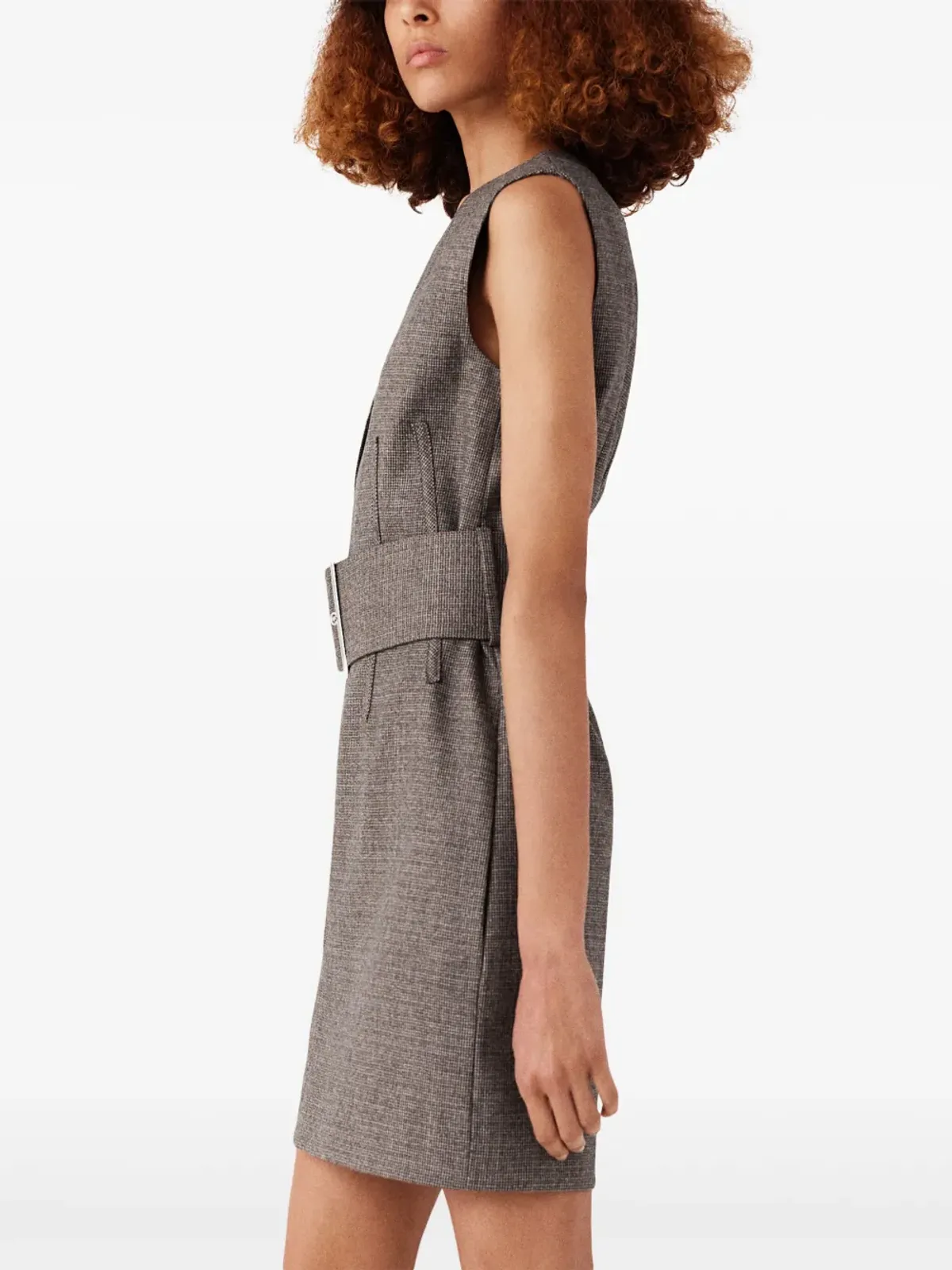 Stella McCartney ノースリーブ ベルト付き ミニドレス - グレー - 画像3