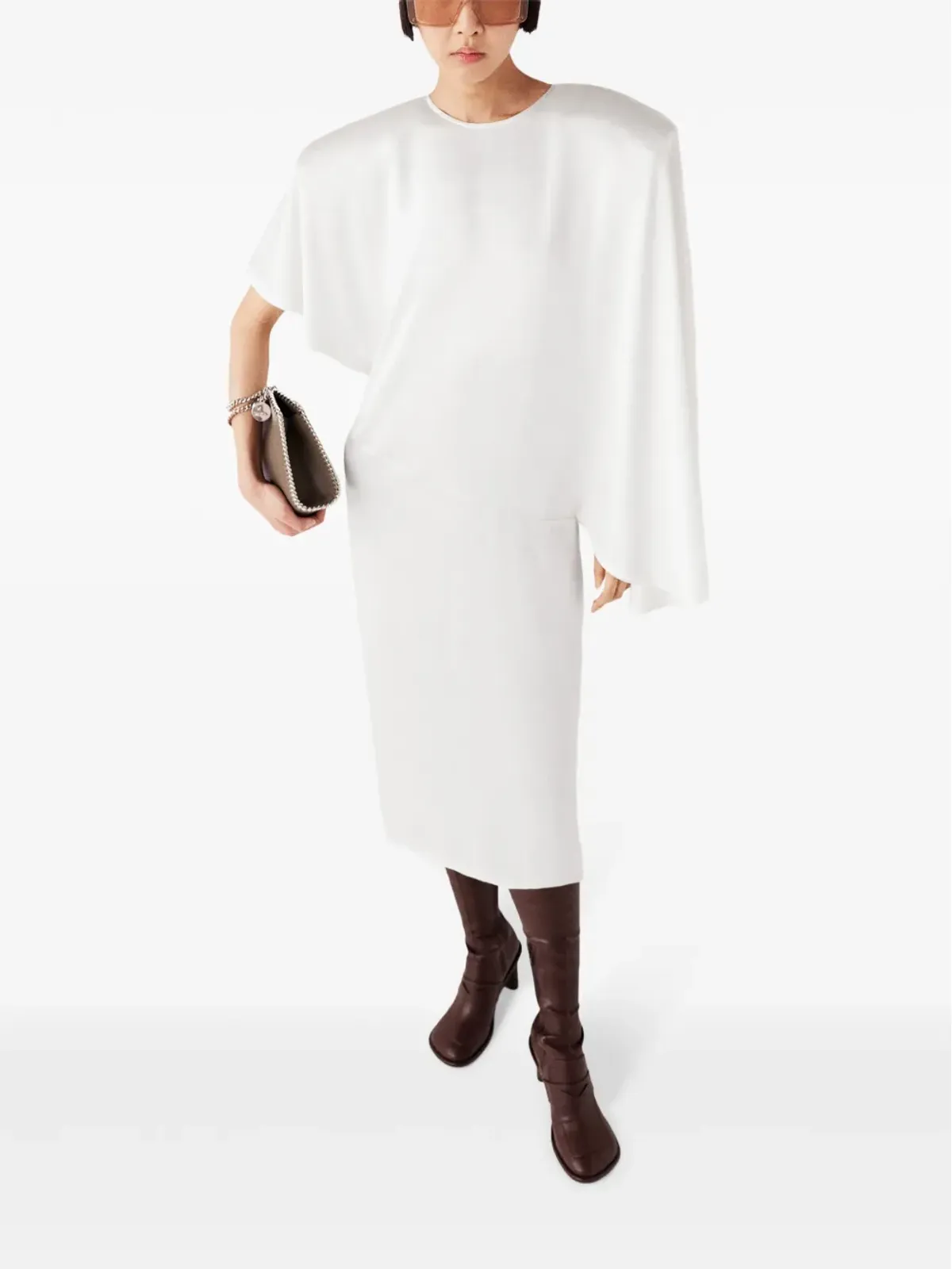 Stella McCartney パッド入りショルダー アシンメトリーミディドレス - White - 画像5