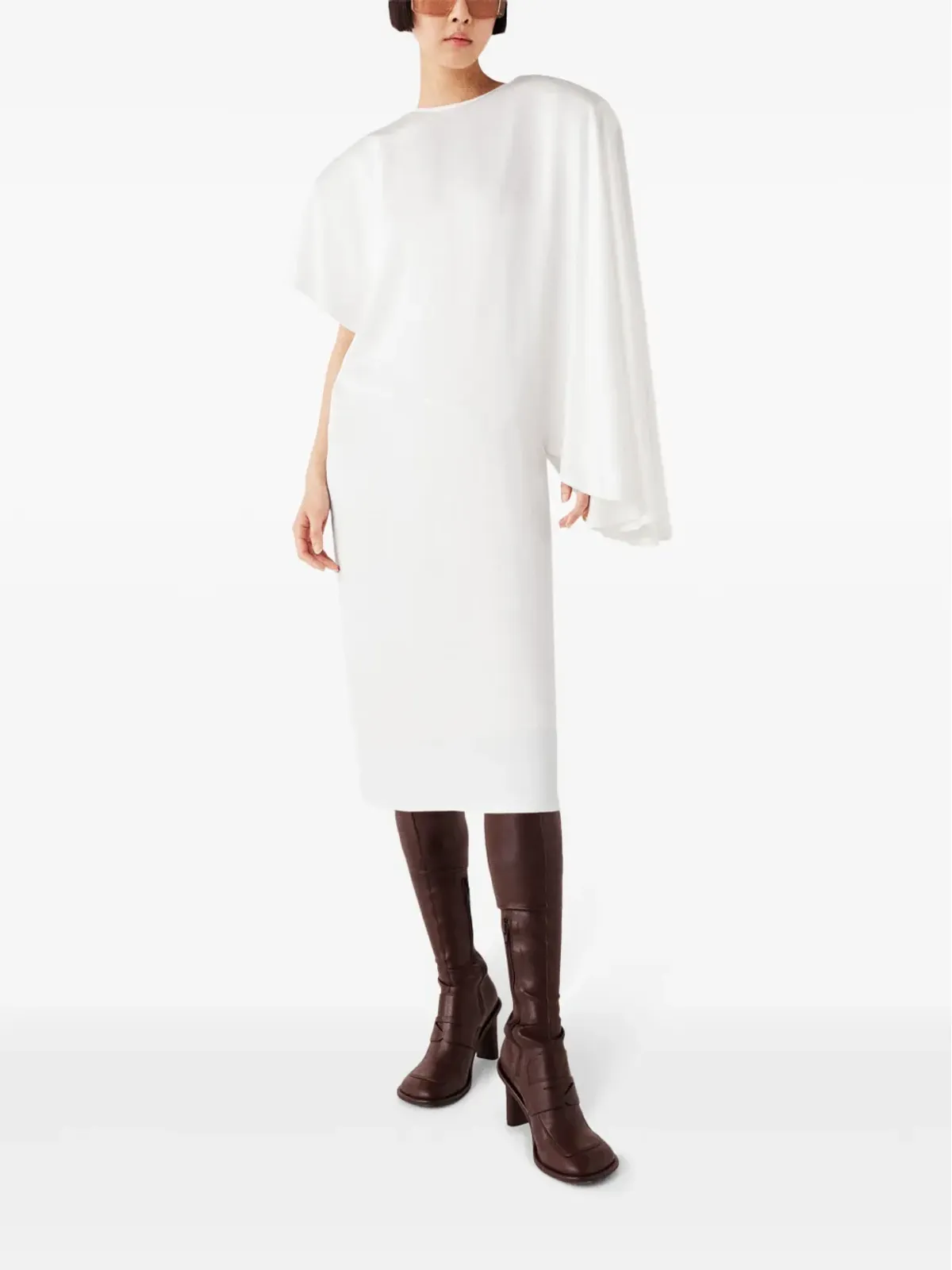 Stella McCartney パッド入りショルダー アシンメトリーミディドレス - White - 画像2