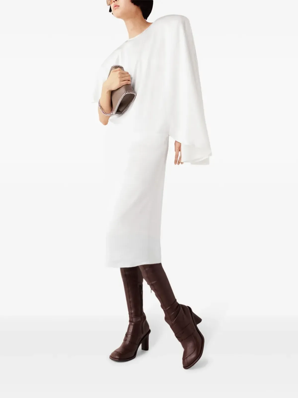 Stella McCartney パッド入りショルダー アシンメトリーミディドレス - White - 画像3
