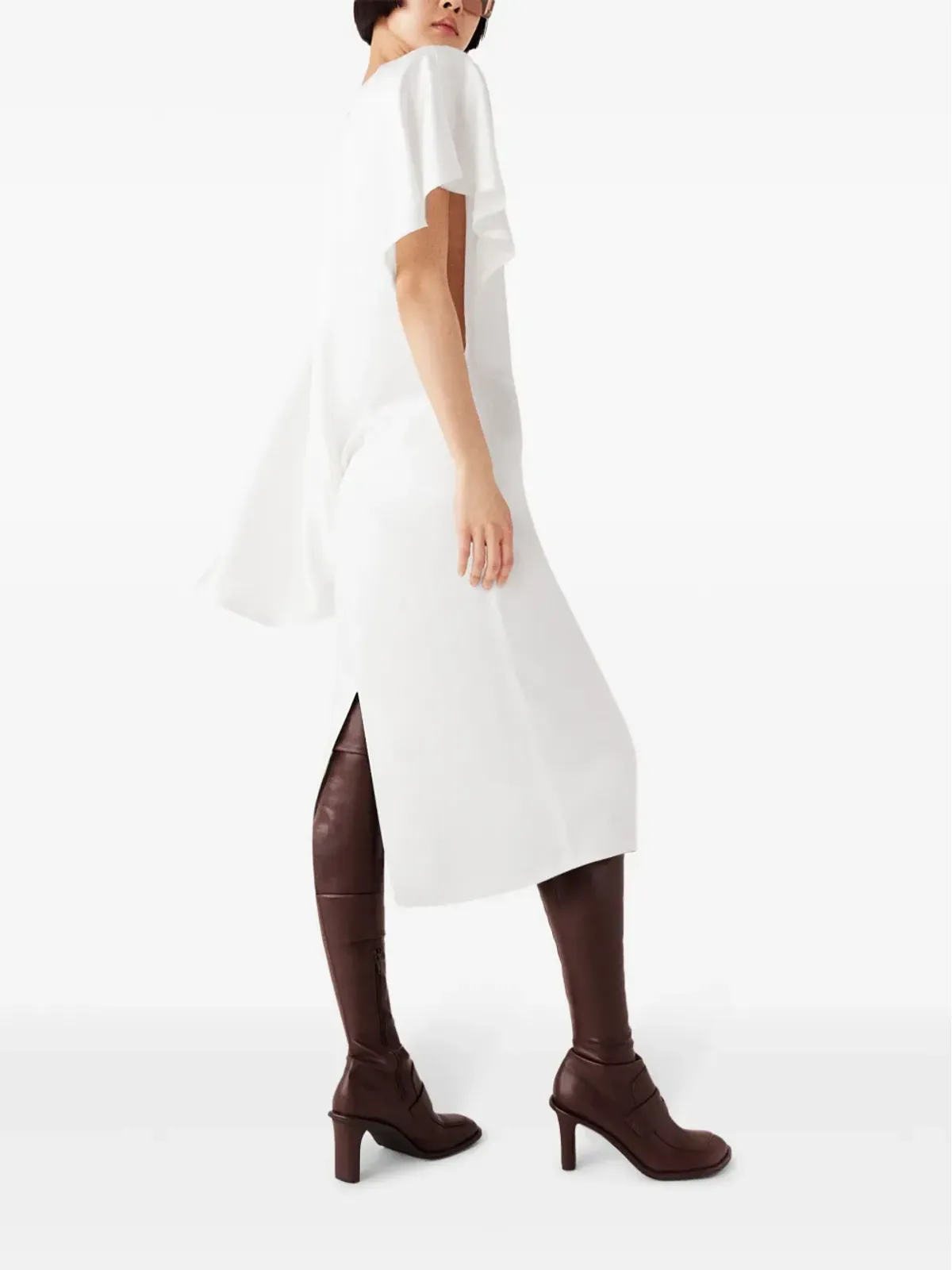 Stella McCartney パッド入りショルダー アシンメトリーミディドレス - White - 画像4