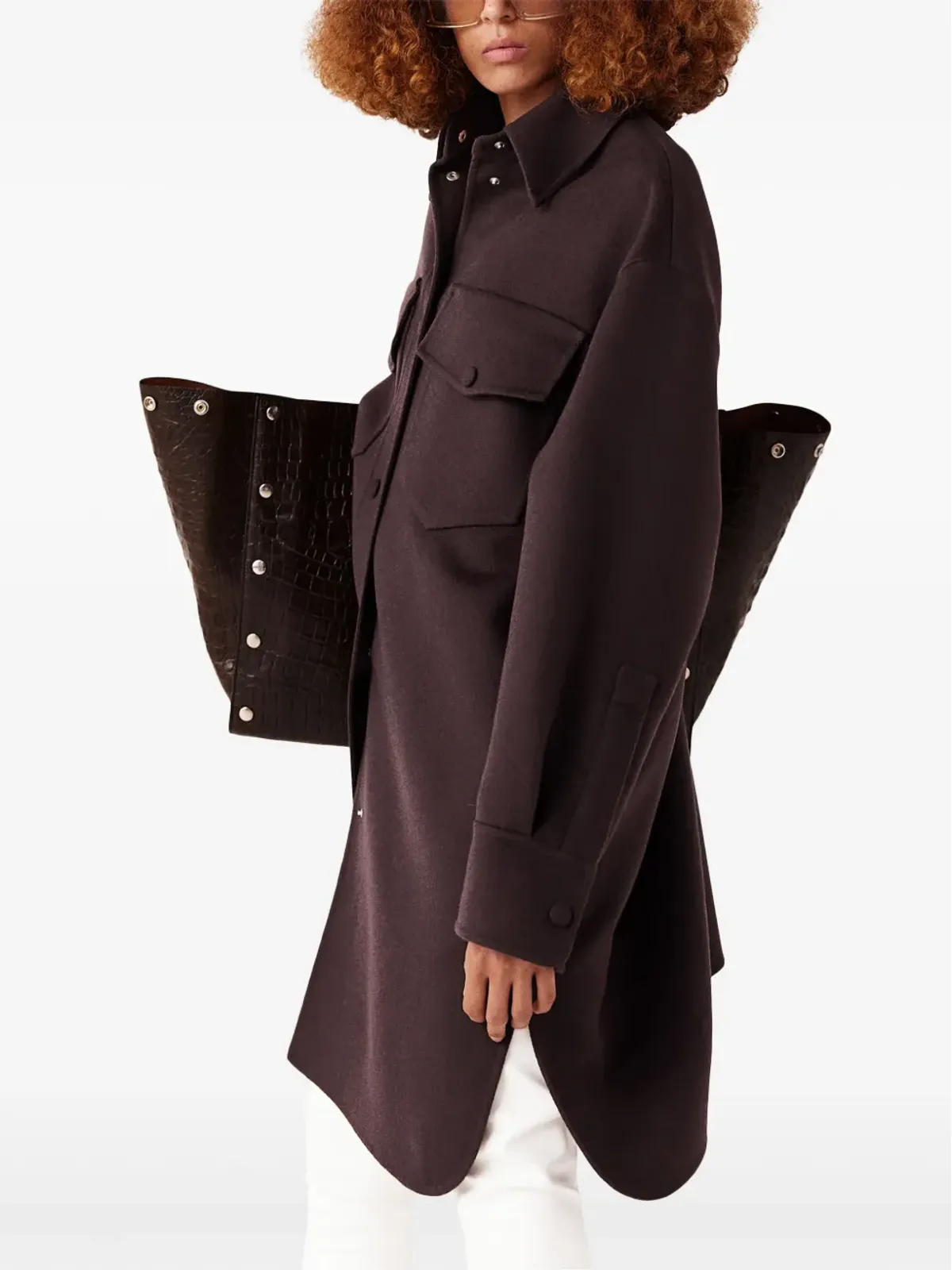 Stella McCartney プレススタッド式ファスナー オーバーシャツ ブラウン - 画像5