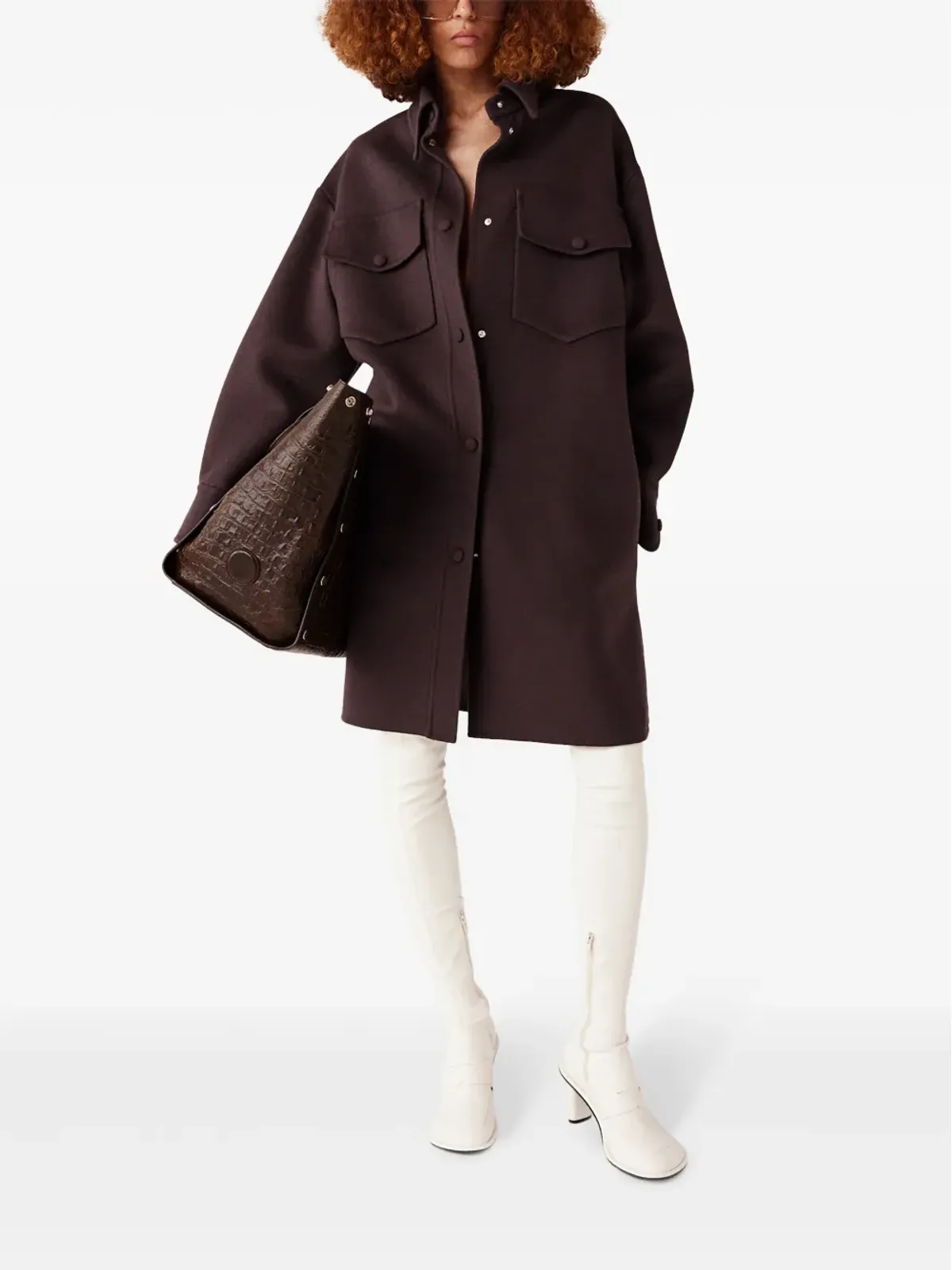 Stella McCartney プレススタッド式ファスナー オーバーシャツ ブラウン - 画像2