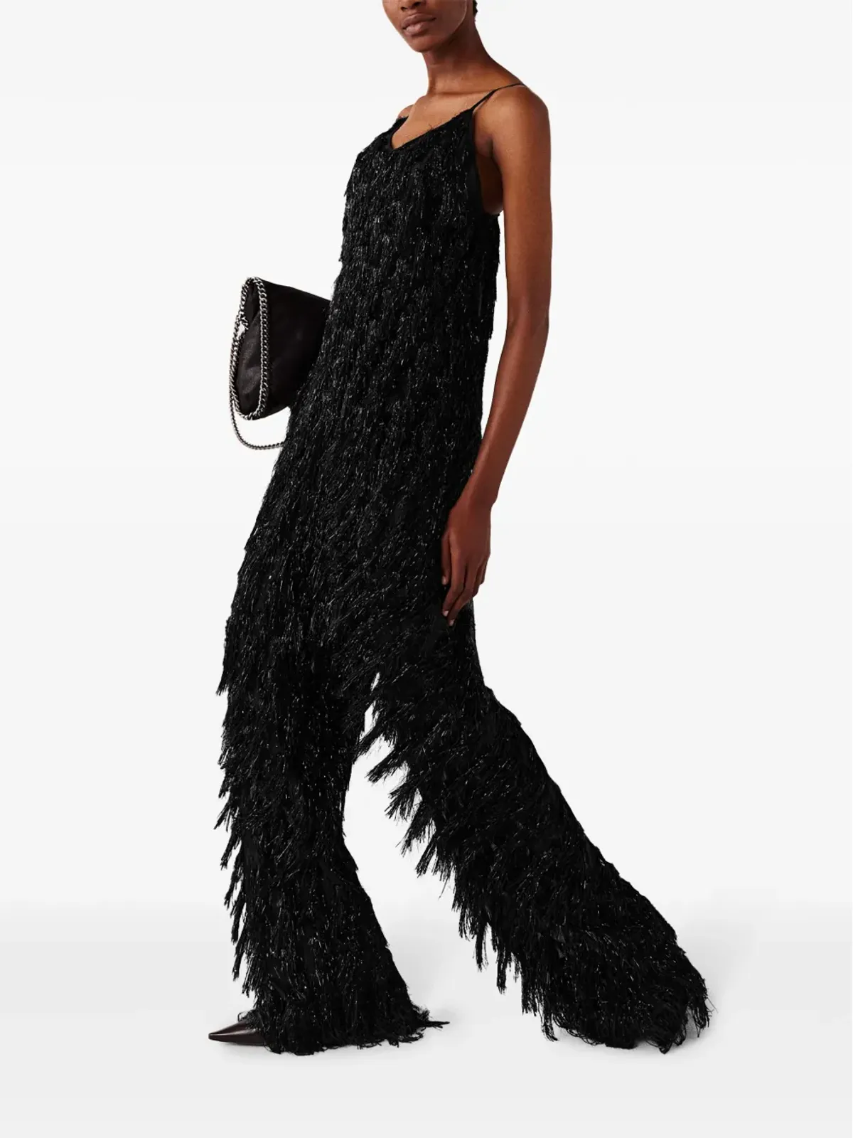 Stella McCartney グリッター タッセル Vネック タンクトップ - ブラック - 画像2