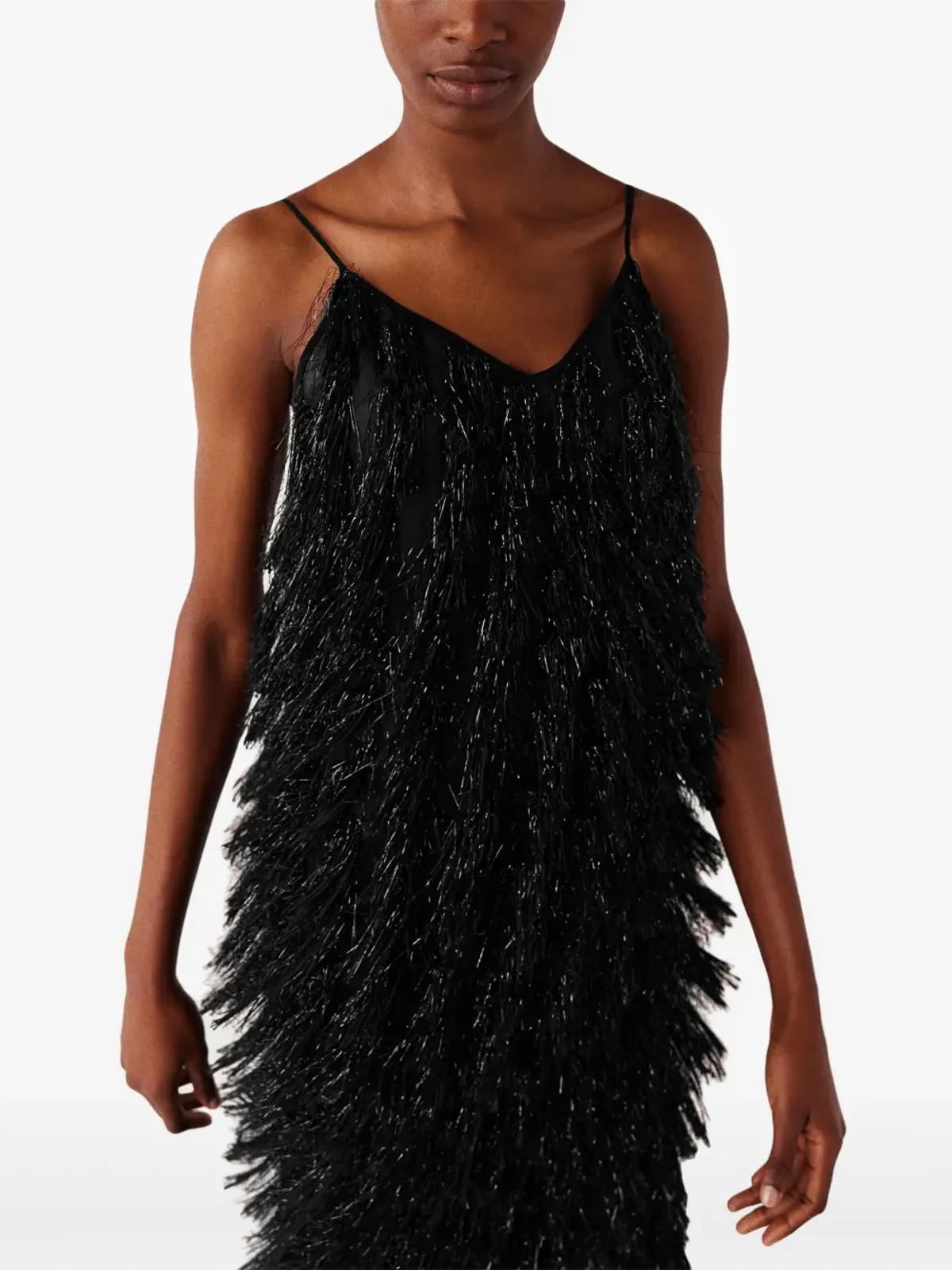 Stella McCartney グリッター タッセル Vネック タンクトップ - ブラック - 画像3