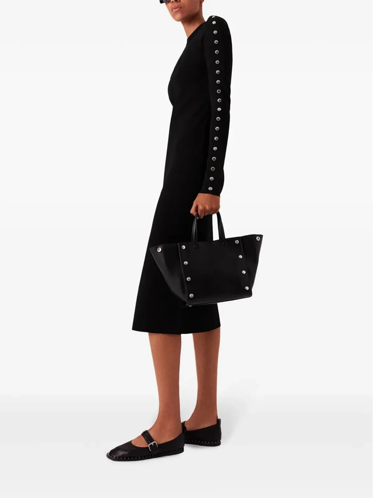Stella McCartney ロングスリーブ レッグスリット ドレス ブラック - 画像3