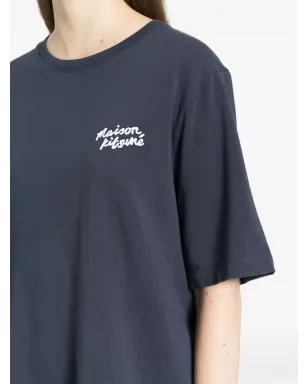Maison Kitsuné 手書きロゴTシャツ ブルー - サムネイル5