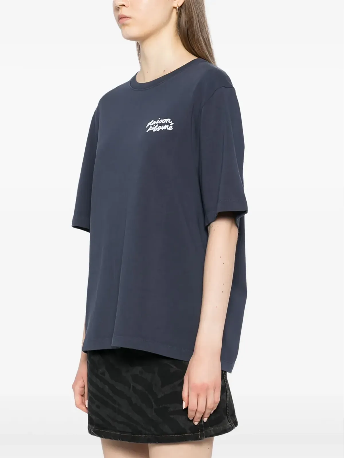 Maison Kitsuné 手書きロゴTシャツ ブルー - 画像3
