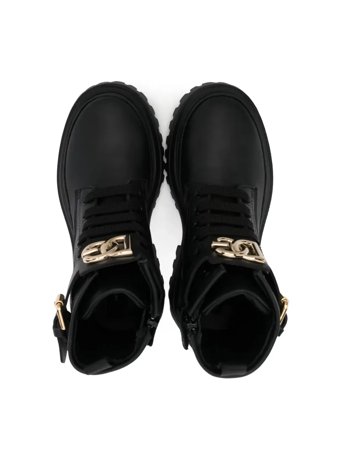 Dolce & Gabbana Kids DGプラーク コンバットブーツ - ブラック - 画像3