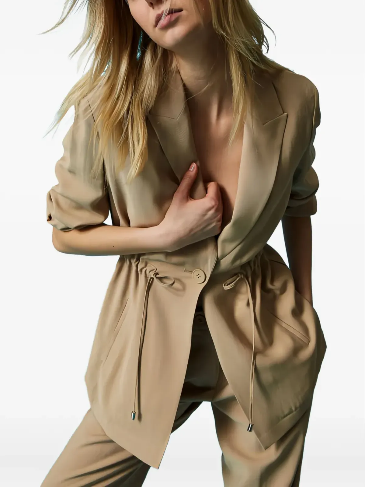 TWINSET ドローストリング付きシングルブレストブレザー - ニュートラルカラー - 画像4
