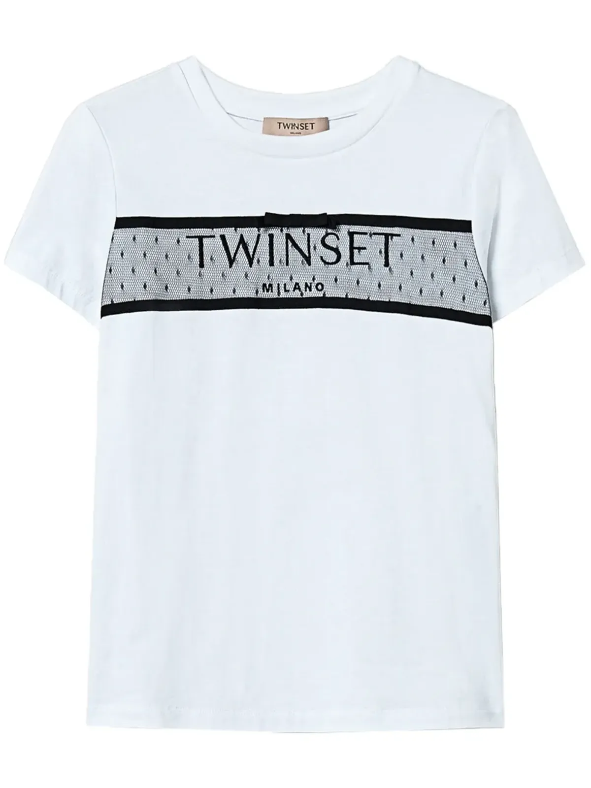 TWINSET チュール装飾 ロゴ刺繍 Tシャツ - ホワイト - 画像1