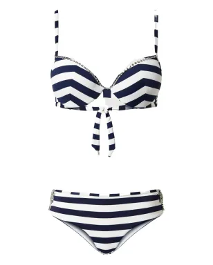 TWINSET ストライプ柄 プッシュアップ ビキニセット - ホワイト - サムネイル1