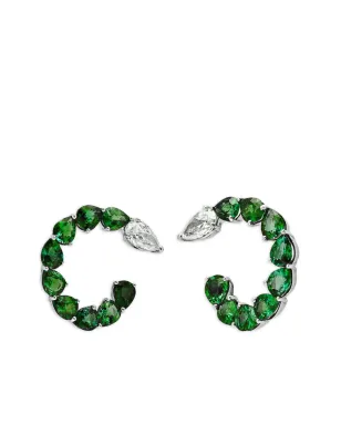 Jewels Aficionado 18ktホワイトゴールド エメラルドとダイヤモンド フープピアス - サムネイル1