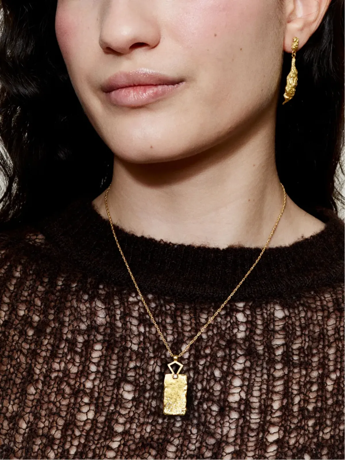 ELHANATI 18kt イエローゴールド ロックダイヤモンド イヤリング - 画像2